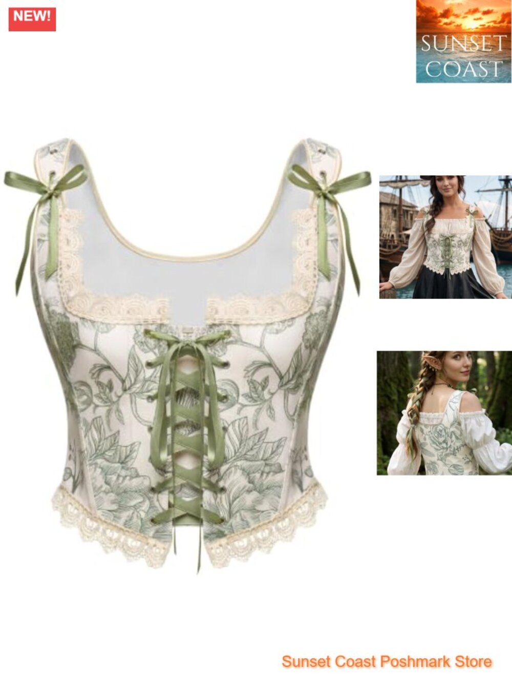 Renaissance Corset Top Lace-Up Medieval Fairycore Corset